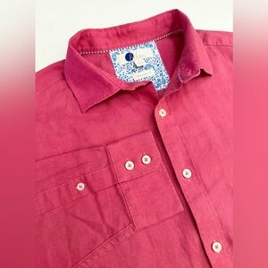 NWOT BODEN LONDON Shirt Mens L Linen Blend Long Sleeves Untuck Tail Hem Weekend